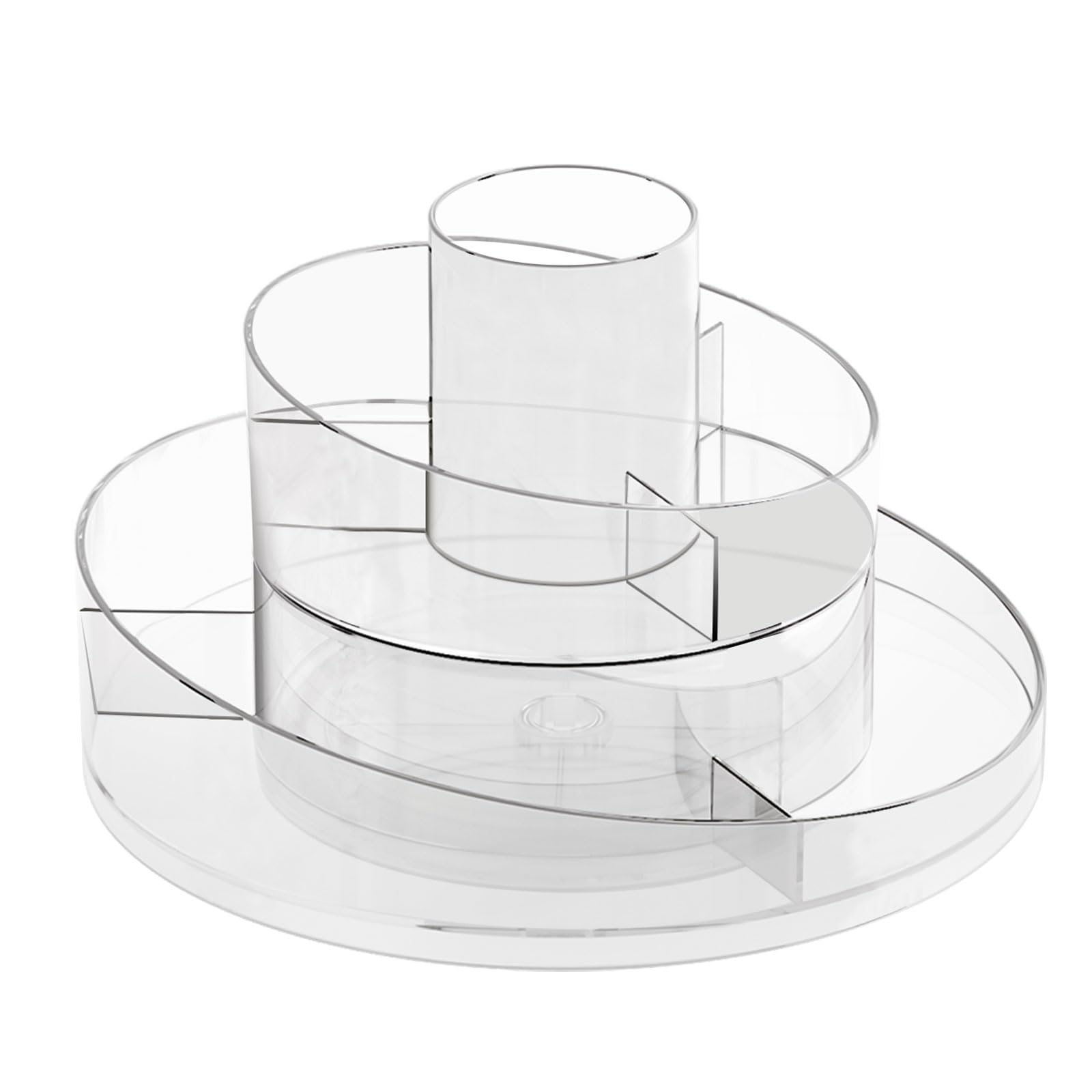 Greentainer Rotating Cosmetic Storage Rack - 360° Makeup Organizer Storage Box DIY Adjustable Makeup Carousel Spinning, Layered Design Makeup Brushes Lipsticks Organizer for Vanity Countertop