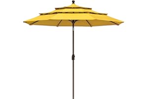 EliteShade USA 10-Year-Non-Fading 9Ft 3 Tiers Market Umbrella Patio Umbrella Outdoor Table Umbrella with Ventilation, Sunflower Yellow