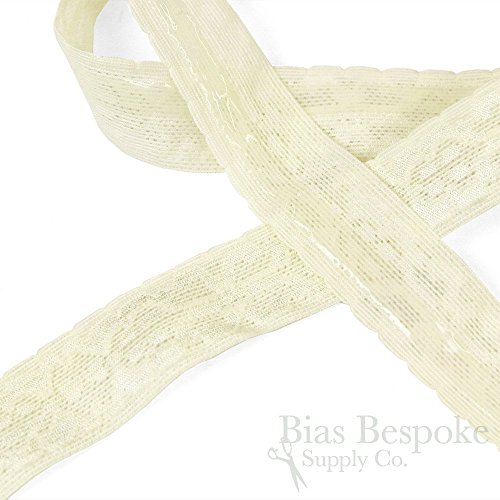 5 Yards of Tansy Cream Stretch Lace with Gripping Silicone, Made in Italy