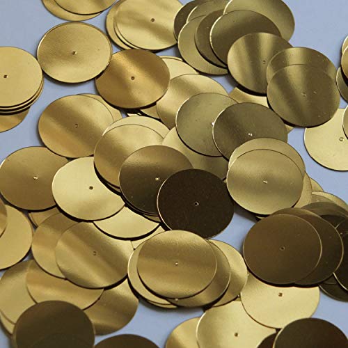 Round Flat Sequin 20mm Center Hole Very Deep Gold Metallic. Couture Paillettes. Made in USA