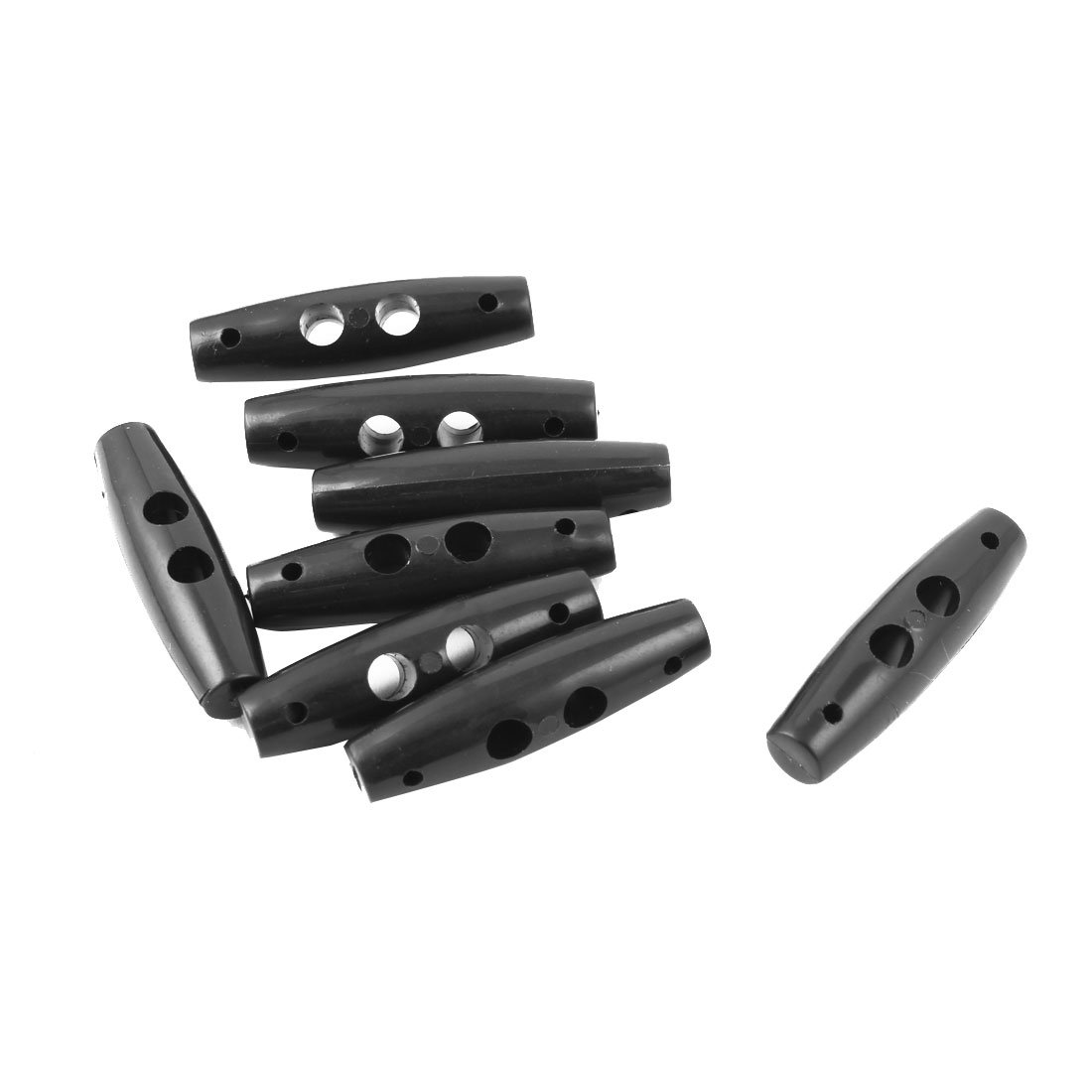 Sourcingmap Olive Shape 2 Holes Toggle Stopper Buttons Coat Cord Lock 8 Pcs Black