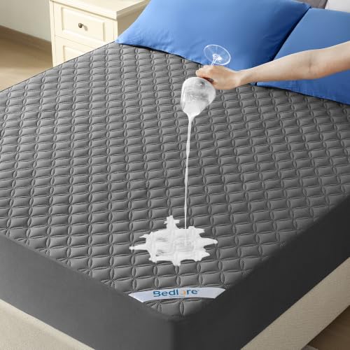 BEDLORE Matratzenschoner 180x200 Wasserdicht & Atmungsaktiv Oeko-Tex (Grau)