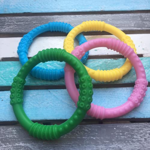 Babynow Teething Rings 4 Color Pack Soothe Gum Pain Boost Mood Baby