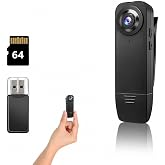 Mini Body Camera with Audio and Video Recording, POV Camera with 64G Card Body Worn Cam ,Wearable Patrol Video Recording Camcorder With Night Version ,Camcorder for Security Work Records Traveling