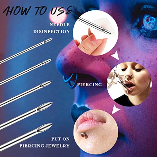 50Pcs Ear Nose Piercing Needles, CINRA Mixed Body Piercing Needles 12G 14G 16G 18G 20G Piercing