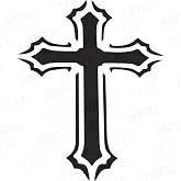 NBFU God Cross Outline Silhouettes 4 (Black) (Set Of 2) Premium Waterproof Vinyl Decal Stickers For Laptop Phone Accessory Helmet Car Window Bumper Mug Tuber Cup Door Wall Decoration