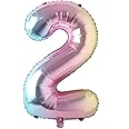 40 inch Rainbow Gradient Colorful Big Size Number Foil Helium Balloons Birthday Party Celebration Decoration Large globos (40 inch Rainbow 2)