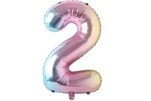 REIANS 40 inch Rainbow Gradient Colorful Big Size Number Foil Helium Balloons Birthday Party Celebration Decoration Large globos (40 inch Rainbow 2)