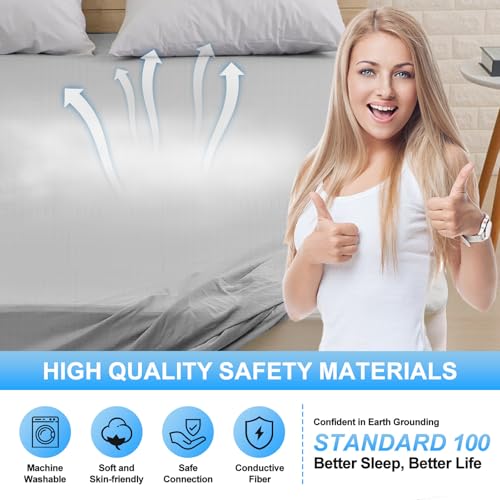 Conductive Ground Sheet, Grounding Bed Sheet, Floor Mat according to EU Standard, with 5% Silver Fibre and 95% Organic Cotton, for Sleep Better Energy Recovery (180 x 200 cm)