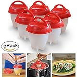Hard &amp; Soft Boiled Egg Cooking Cups, Without The Shell, BPA free, Non Stick Silicone Egg Poachers, Egg Cooker As Seen on TV (6 pack)