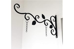 BOJI Office Home Hanging Sign Bracket Outdoor Black Iron Decorative Black Metal Scroll Brackets for Door Signs Door Plates (C
