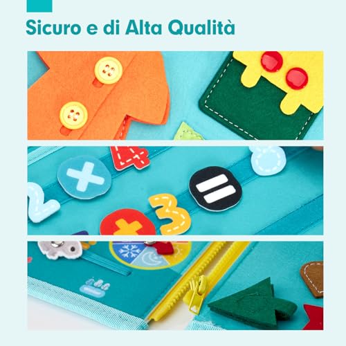 hahaland Montessori Busy Felt Board for Children – Sensory Panel Montessori Board Educational for Children – Games for Baby Girl Birthday Gift