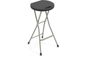 GYMAX Folding Stool, 28in Portable Collapsible Bar Stool with Handle & Steel Frame, 330lbs Sturdy Foldable Lightweight Metal Chair for Outdoor/Indoor Kitchen Home Bar, Assembly Free (Set of 1, 28inch)
