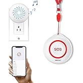 SINGCALL Caregiver Pager Panic Button Emergency Call Button for Elderly Alarm Bell Medical Alert Calling System for Seniors Waterproof Tuya Smart 1 SOS Button 1 Plugin Receiver (only 2.4GHz WiFi)