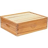 Honey Lake 10 Frame Medium Super Bee Hive Box, Langstroth Beehive Super Honey Bee Box Dipped in Beeswax Include Beehive Frames and Waxed Foundations for Beginners Beekeepers (Unassembled)