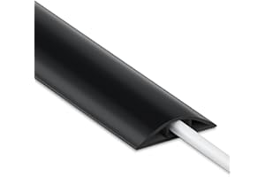 LZEOY 4FT Cord Cover Floor, Black Cord Hider Floor, Extension Cable Cover Power Cord Protector Floor, Cable Management Hide Cords on Floor- Soft PVC Wire Covers - Cord Cavity: 0.47" (W) x 0.24" (H)