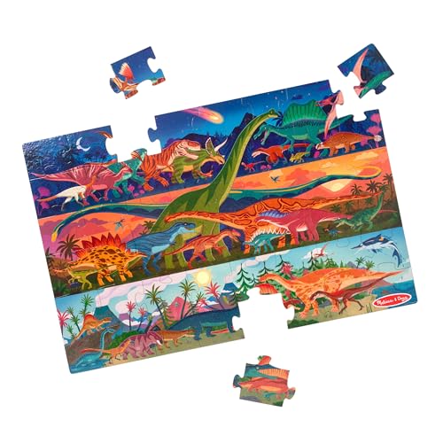 Melissa & Doug Dinosaurs Jumbo Floor Puzzle, 48-Piece Prehistoric-Themed Jigsaw Puzzle with Dinosaurs and Illustrated Guide, 3 x 2 Foot Kids Puzzles for Toddlers Ages 3+