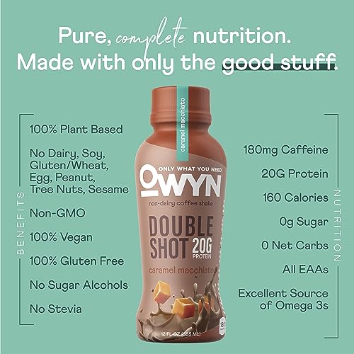 OWYN Doubleshot Dairy Free Keto Protein Coffee Shake, Variety Pack, 0g
