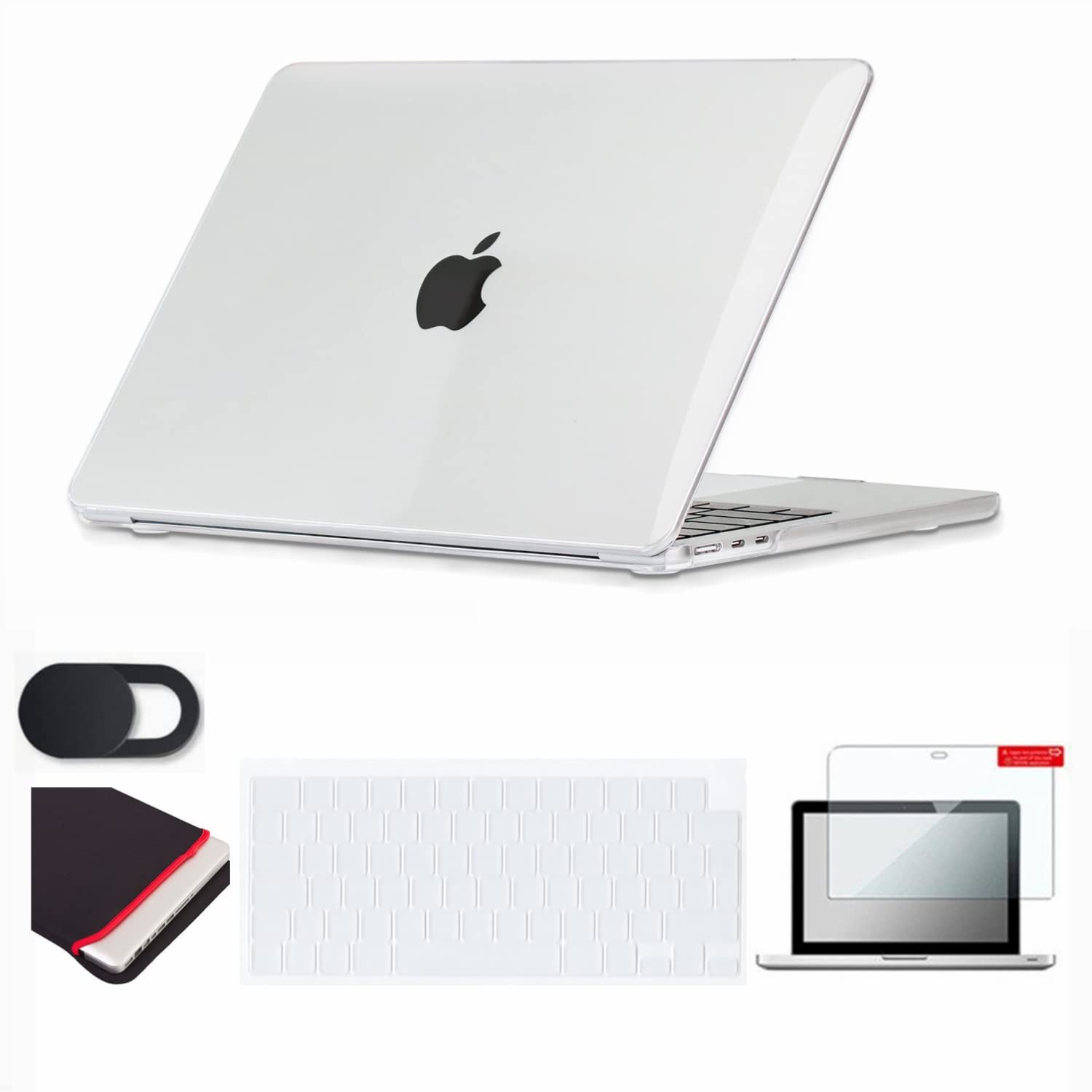 Se7enline Compatible with MacBook Air 13.6 inch Case A2681/A3113/A3240 for 2022-2025 Macbook Air M2 M3 M4 Hard Shell Case & Keyboard Skin &Sleeve&Screen Protector&Webcam Cover,Crystal Transparent