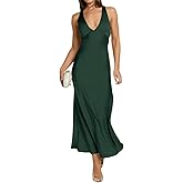 Yixinjew Summer Satin V Neck Backless Maxi Dresses for Women 2026 Silk Sleeveless Formal Bridesmaid Wedding Guest Dress