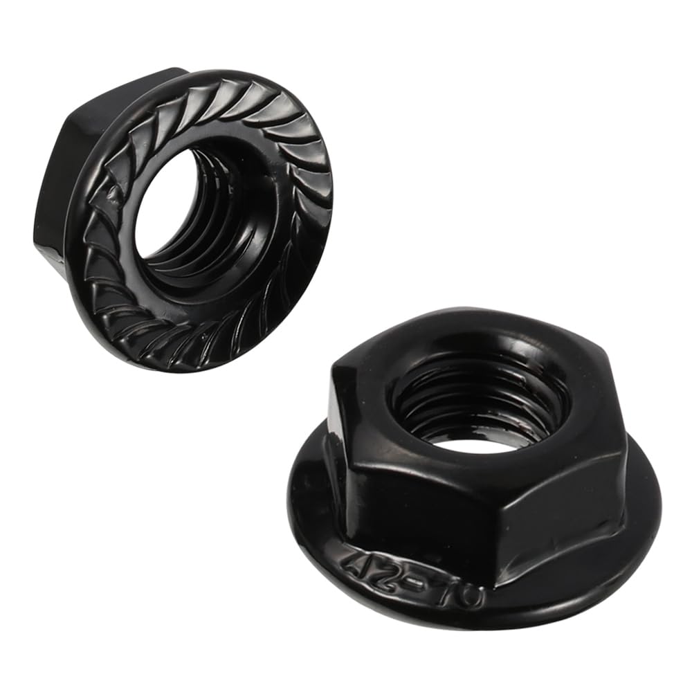 Photo 1 of 1/2-13 Serrated Flange Hex Lock Nuts Flanged Locknuts, 304 Stainless Steel 18-8 Black Finish, 10 PCS