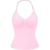 YEOREO SoftHue Impact Longline Strappy Top Women's Halter Workout Tank Tops Backless Gym Longline with Adjustable Strap