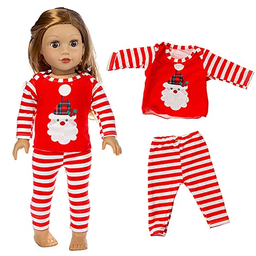 Ecore un 2 Set 18 Inch Doll Christmas Clothes Dress Pajamas Outfits for 18 Inch Girl Doll