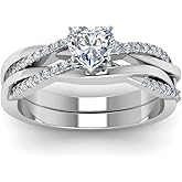 SISGEM Heart Cut Infinity Twist Engagement Rings Set for Women,1.84 CTW Moissanite Rings 18K White Gold Plated Sterling Silver Wedding Engagement Anniversary Bands Sets