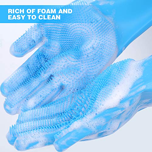 Pecute Pet Grooming Gloves, Dog Wash Mitt Bathing Gloves with High Density Bristles, Silicone Hair Removal Gloves with Enhanced Five Finger Design, Bathing and Massaging for Dogs and Cats