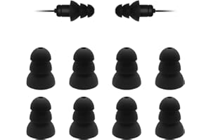 Klowcok Replacement Eartips for Plugfones Liberate 2.0 / Guardian Headphones, Flexible Silicone Tips, 4 Pairs, Black