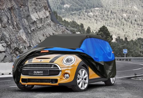 GUNHYI Breathable Waterproof Car Cover, Cover for Cars Mini Cooper 2door F56 F57 F66 J01 R52, Black Blue Canvas Full Garage Car for Rain Dust Protection.