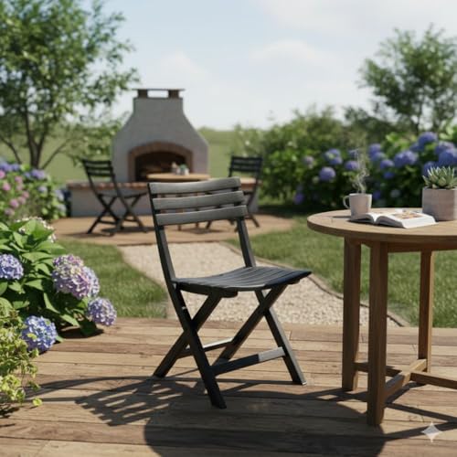 Cadeira Portátil Dobrável Preta – Ideal para Eventos, Praia e Camping | Plástico Reforçado 110 kg (1)