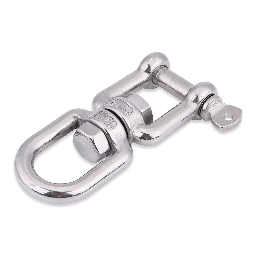 Swing Swivel Hook,KIMISS Heavy Duty 304 Stainless Steel Swivel Ring Snap Rolling Shackle Device(10mm)