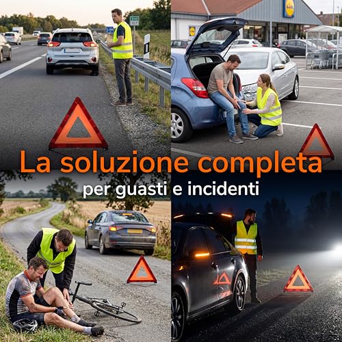 Upgrade4cars Car First Aid Kit 2026 with Emergency Triangle and Jacket according to Current Standard DIN 13164 Valid in All Europe Combination Bag Car Emergency Accessories