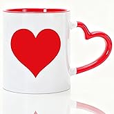 Whaline Valentine's Day Mug Ceramic Drinking Cup Red Love Heart Coffee Mug for Anniversary Wedding Engagement Supplies Table Centerpieces, 12oz