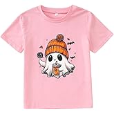 MODNTOGA Halloween Outfit Toddler Boy Girl Pumpkin Ghost T-Shirt Kids Ghost Graphic Shirt Spooky Season Pullover Fall Tops