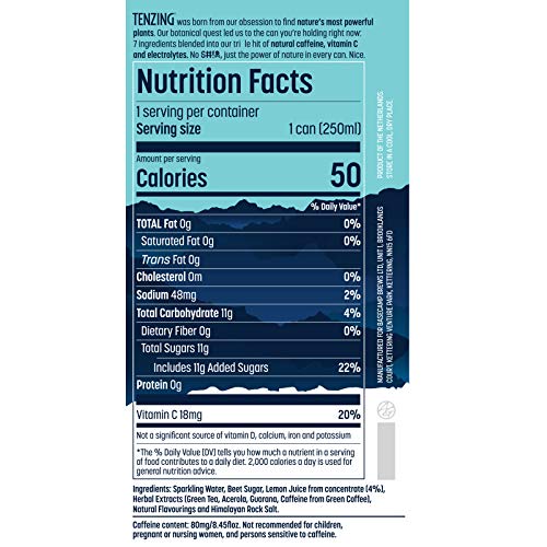 TENZING Natural Energy Drink, Gluten Free, Vegan, & Plant Based Drink