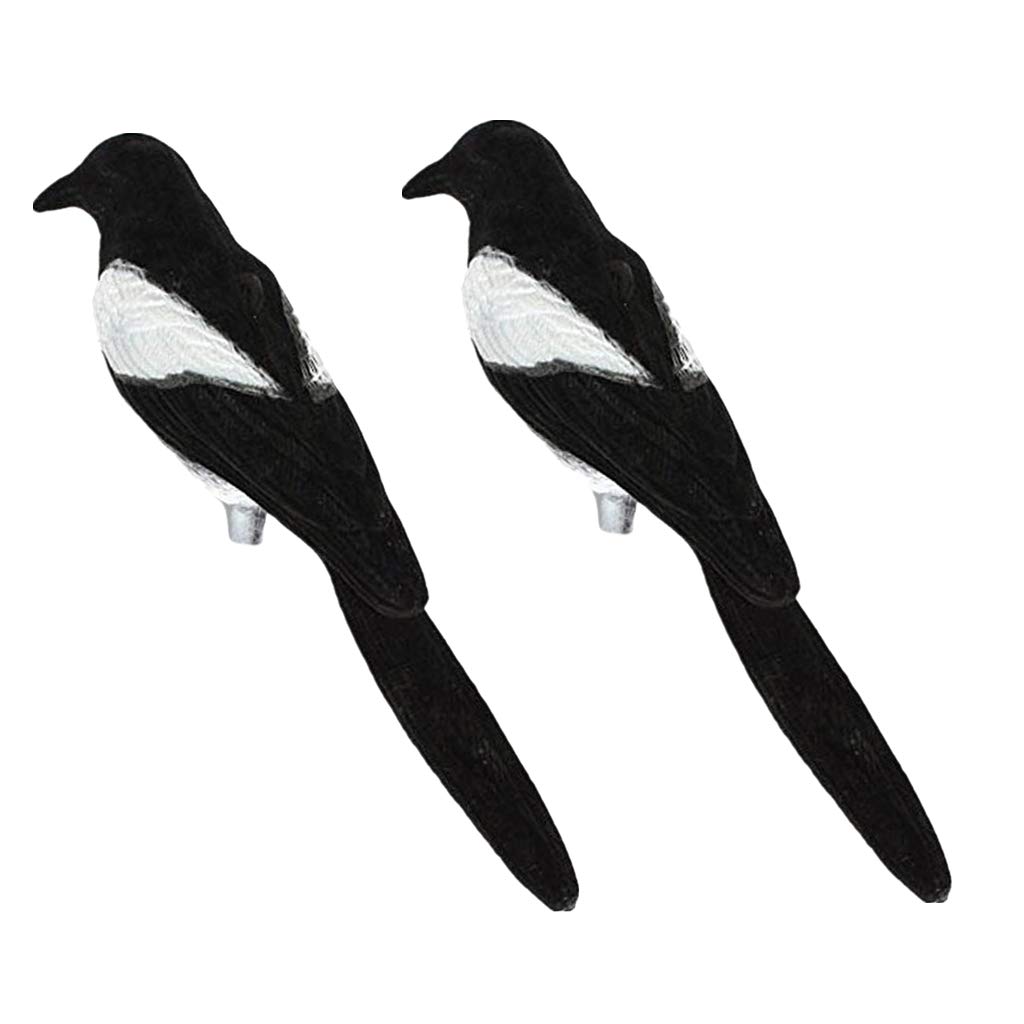 shangmu 2 Pieces Magpie Decoy Birds Hunting Flocked Decoys Shooting Bait Suit for Garden Protect Crop Decoration Tool
