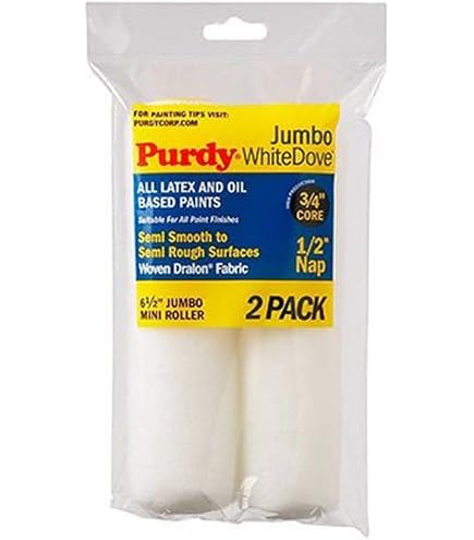 Purdy 6.5 X 3/8-Inch Jumbo Mini Paint Roller Cover – 2-Pack, Ultra Finish Microfiber, Smooth To Semi-Smooth Surfaces, For All Paints