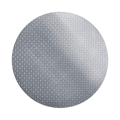 RESILIA Round Under Grill Mat – Heavy Duty, Reusable Outdoor Floor Protector Mats for Deck, Patio, & Garage – Large 36 Inch Diameter, Silver, Diamond Plate, Made in The USA