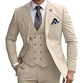 Men's 3 Pieces Classic Suit Double Breasted Wedding Suit Blazer Grooms Jackets Vests Pants Suits