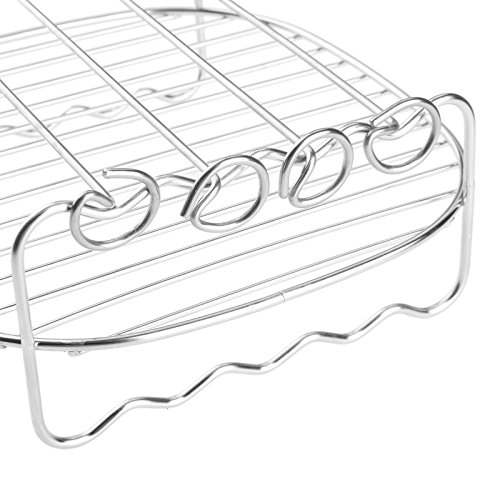 Double Layer Skewer Rack Tray Air Fryer with 4 Skewers, Metal holder