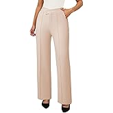 Pink Queen Womens Crossover Dressy Pants Business Casual Work Pants High Waist Pull On Trousers Office Slack