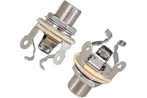 GENERIC 2 Pack Guitar input jack,1/4" Full-contact Output Jack,Brass Multi-Contact,Dual Tension Grounds&Dual Positive Tips for Optimal SignalTone&Lowest Possible Noise for Guitar/Bass(Silvery)