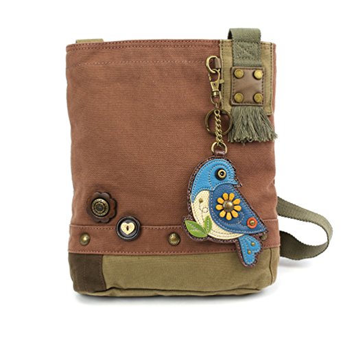 Chala Patch Cross-Body Women Handbag, Canvas Messenger Bag - Mauve (Blue Bird)