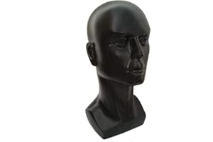 LIAMTU Mannequin Head Male Face Model Display Stand for Wigs Hat Glasses Mask Headphone (black)