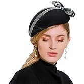 HIMESPORT Wool Felt Fascinator Hats for Women Ladies Wedding Church Cocktail Tea Party Dress Derby Pillbox Hat