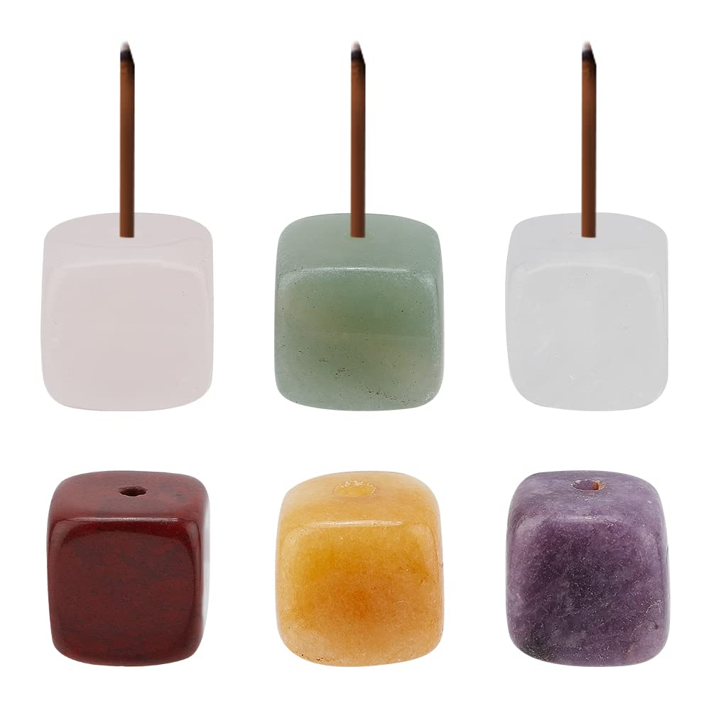 WEBEEDY 6 Pcs Quartz Stone Incense Holder for SticksCrystal Stone Incense Burner Incense Stick Holder for Aromatherapy, Yoga, Meditation