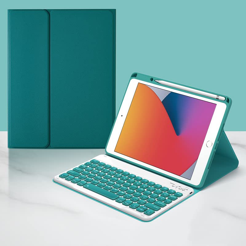 Keyboard Case for iPad 10th Generation 2022 10.9 inch,Micro-Concave Key, Multi-Angle Magnetic Detachable Bluetooth Keyboard and Pencil Holder - PU Leather Smart Folio Cover (Dark Green)