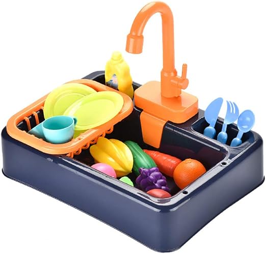 Fregadero De Juguete Con Agua Y Pesca, Circulación Automática, Grifo Giratorio 180°, Para Niños De 3 Años En Adelante, Color Rosa
